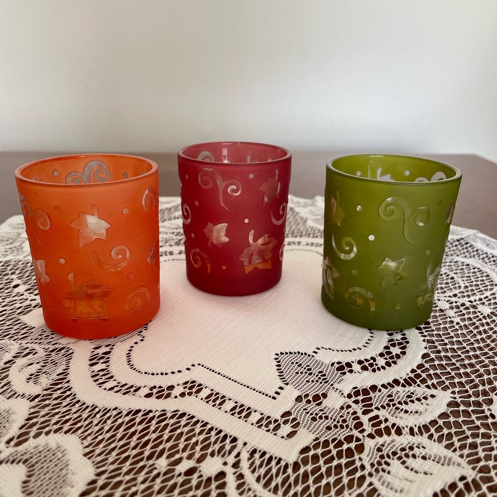 Three Fall Votive Candle Holders